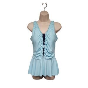 Pedony Women's One PC Swim Suit Color Blue Size Medium